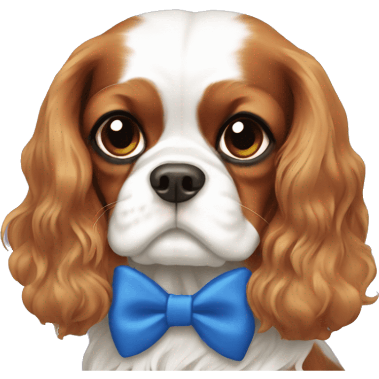 King Charles cavalier blue bow  emoji