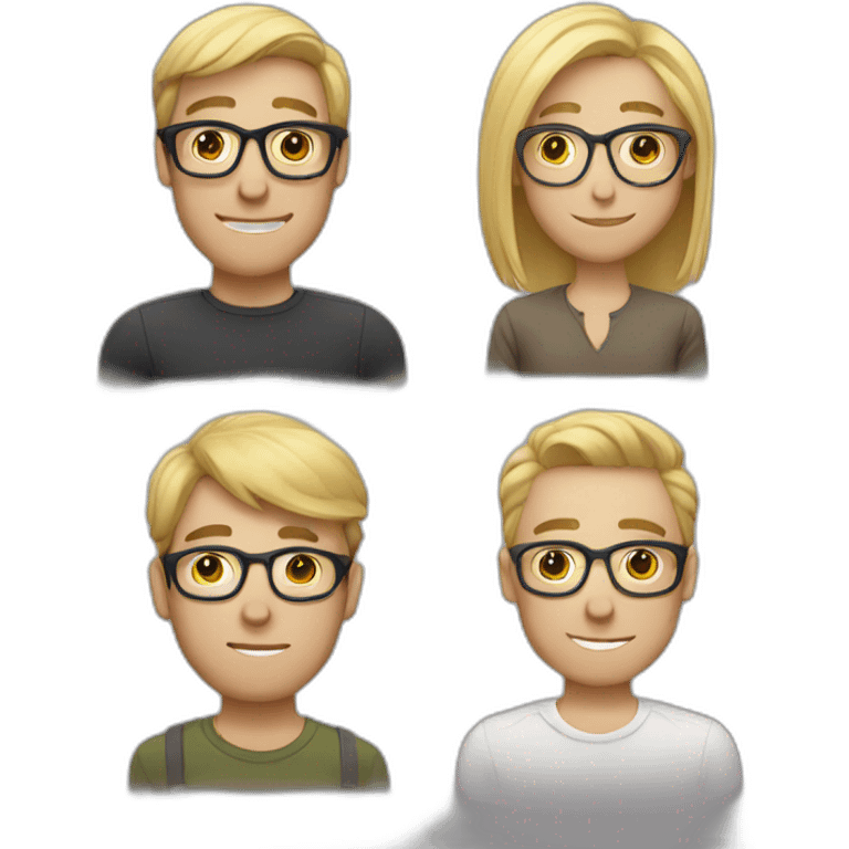 A gay couple, a tall blond Guy and a shorter dark blond with glasses emoji