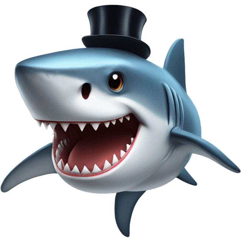 Shark with a top hat emoji