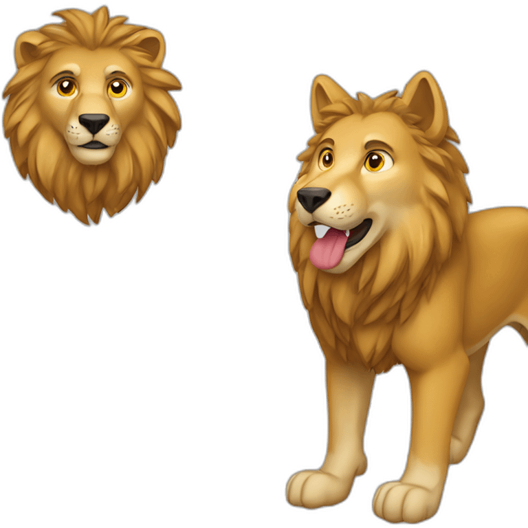 Loup sur un lion emoji