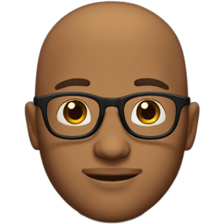 bald guy with brown skin and glasses with little beard emoji