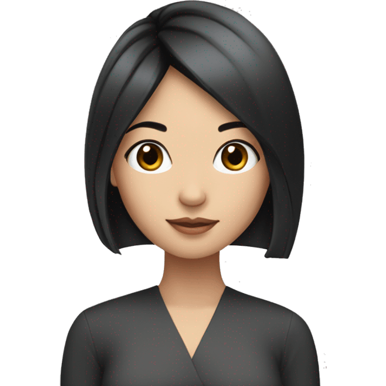 Asian girl with straight black hair, silver earrings  emoji