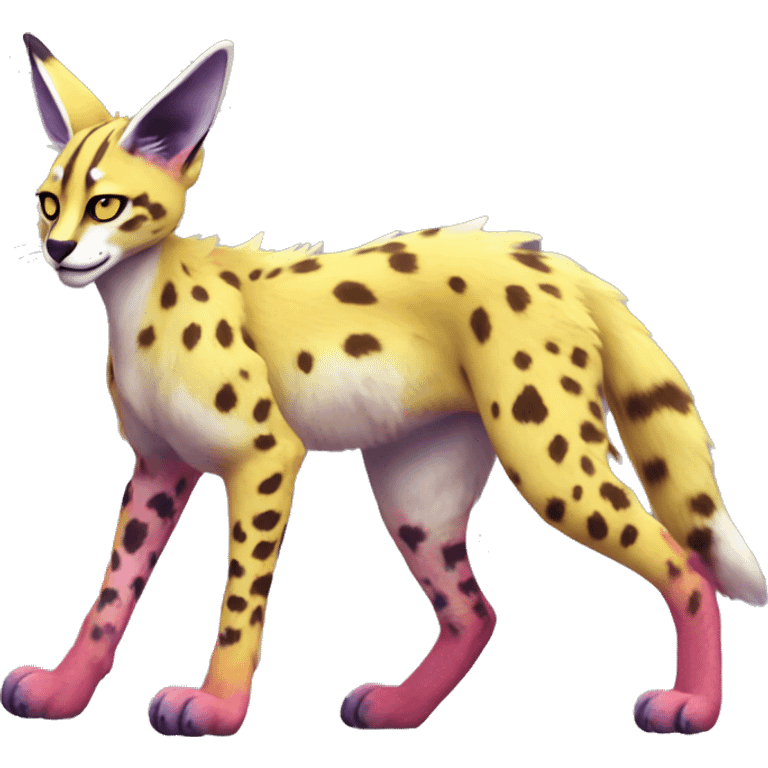 Epic Colorful Sergal-Serval-Vernid full body emoji