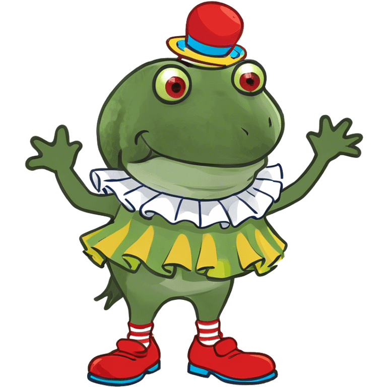 green frog dressed as a clown emoji