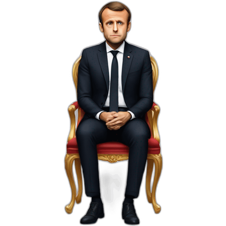 Emmanuel macron sad full body sitting emoji