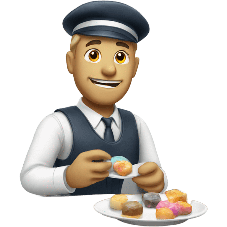 White Postman eating sweets emoji