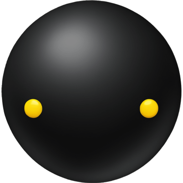 dark black rubber ball with only two yellow dots emoji