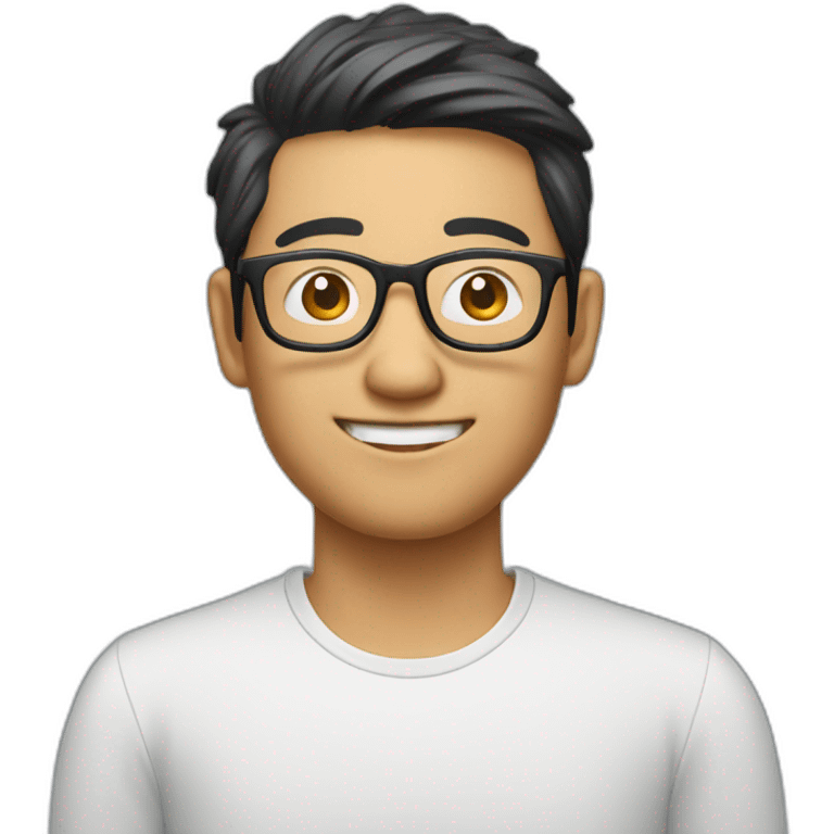 asian software engineer with glasses with macbook emoji