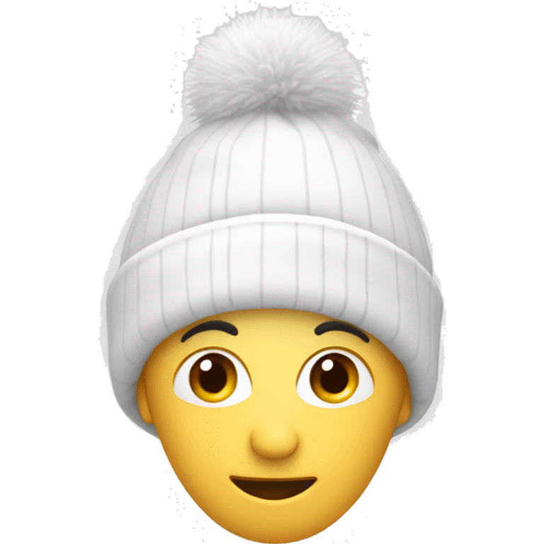 White winter hat with Pom Pom  emoji