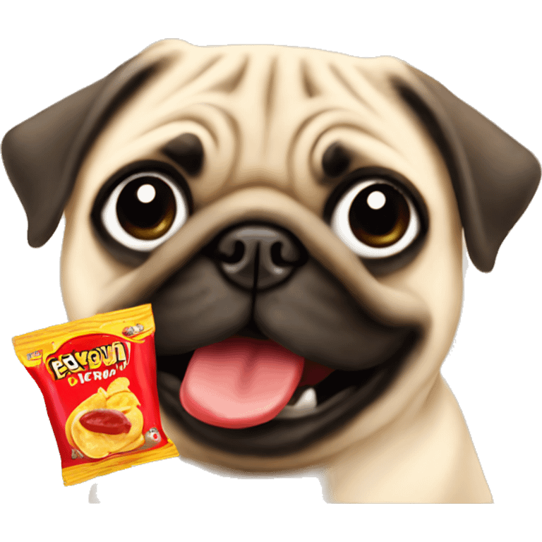 pug eating ketchup chips  emoji