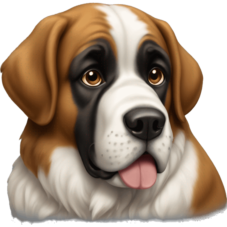 Saint Bernard Dog, head turned, whispering, sitting emoji