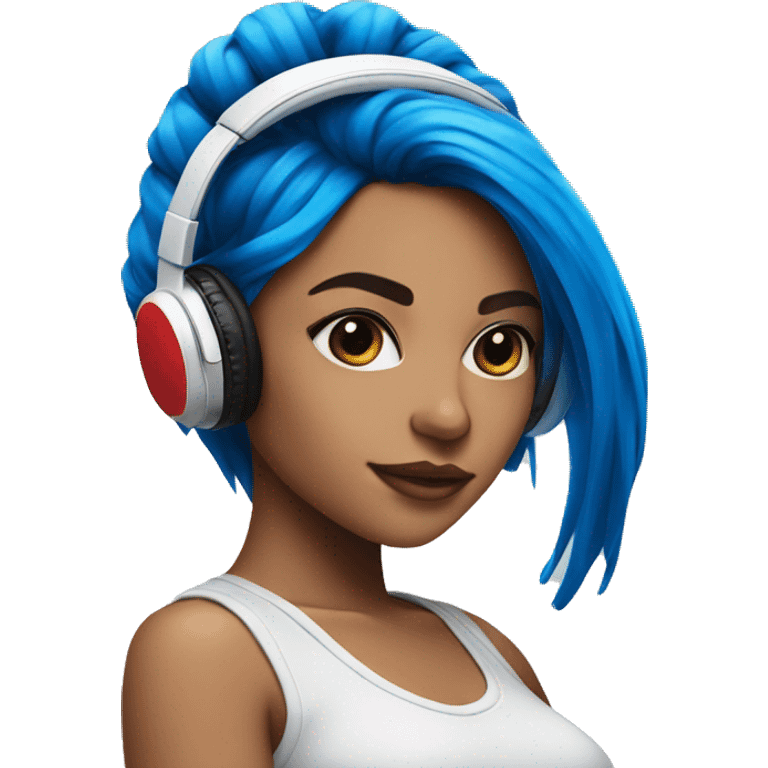 Latina with headphones blue and red split dye hair emoji