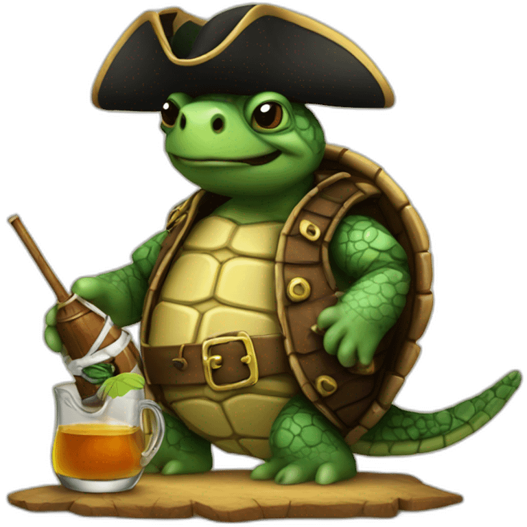 Turtle pirate drinking rum emoji