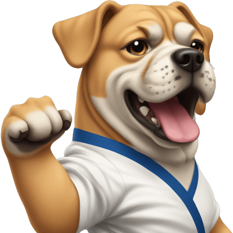 Xl bully dog doing karate emoji