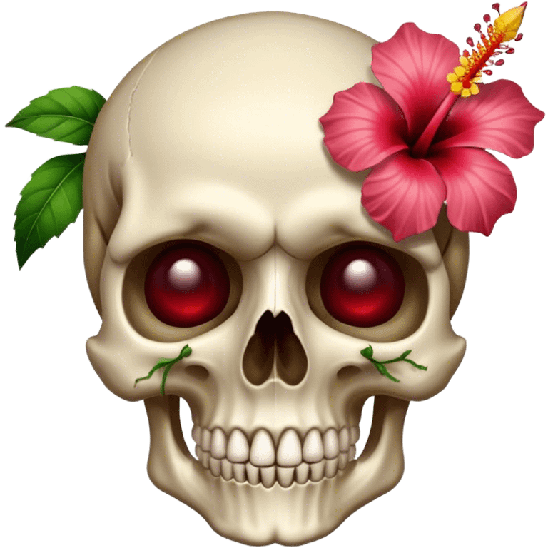 Skull with hibiscus on left ear  emoji