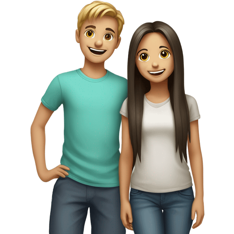 smiling girl and boy portrait emoji