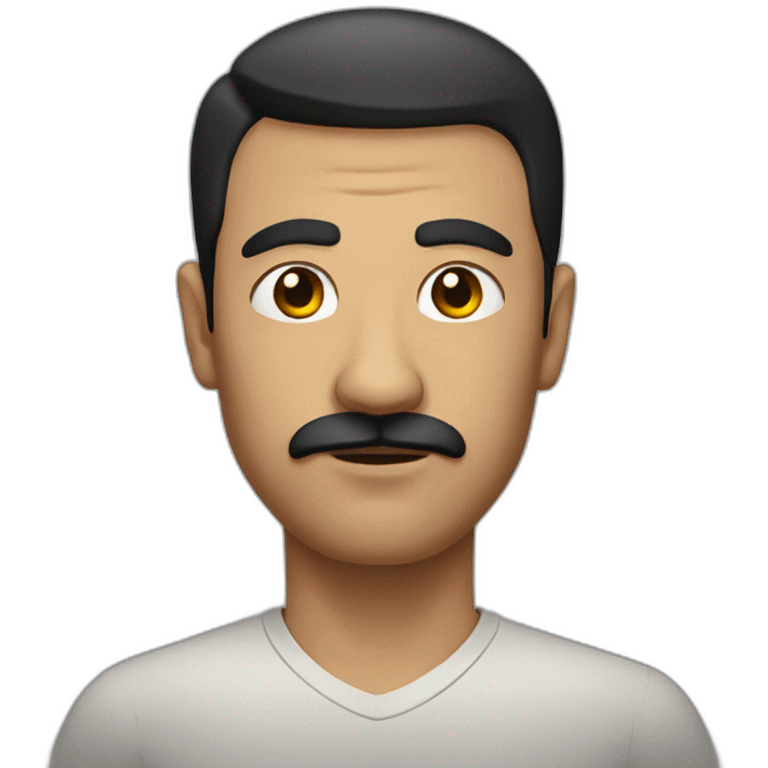 Serious Adult Man with short straight black hair and little moustache  emoji