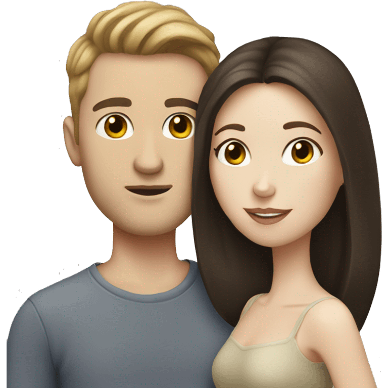 brunette, pale skinned Couple kissing  emoji