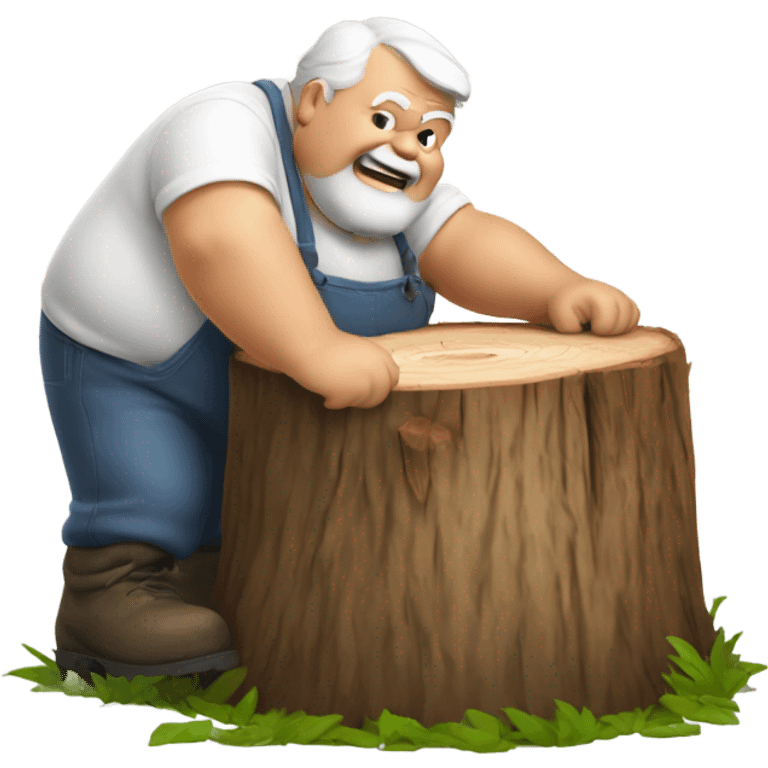 Old fat man grinding a stump emoji