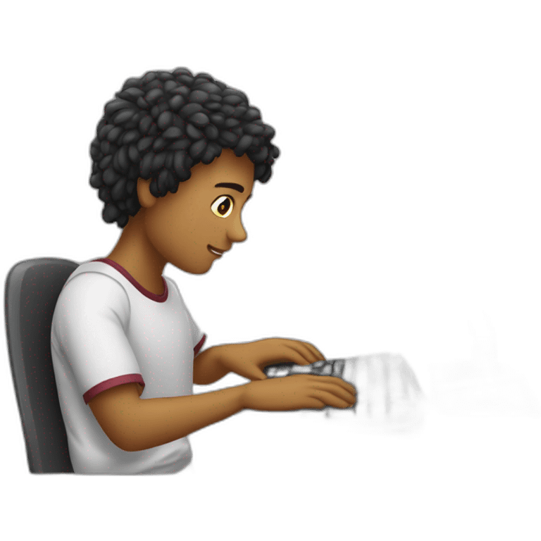 student typing on computer emoji