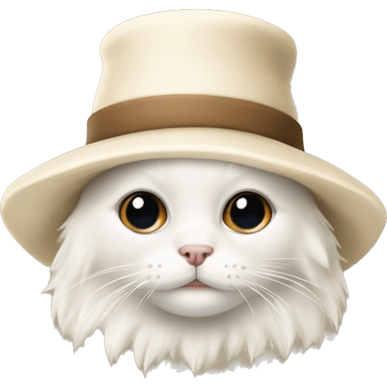 White and cream colored ragdoll with a hat that says BONGUS on the hat  emoji