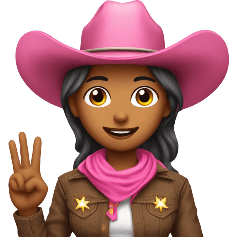 Pink cowboy girl make ok sign with raised had emoji