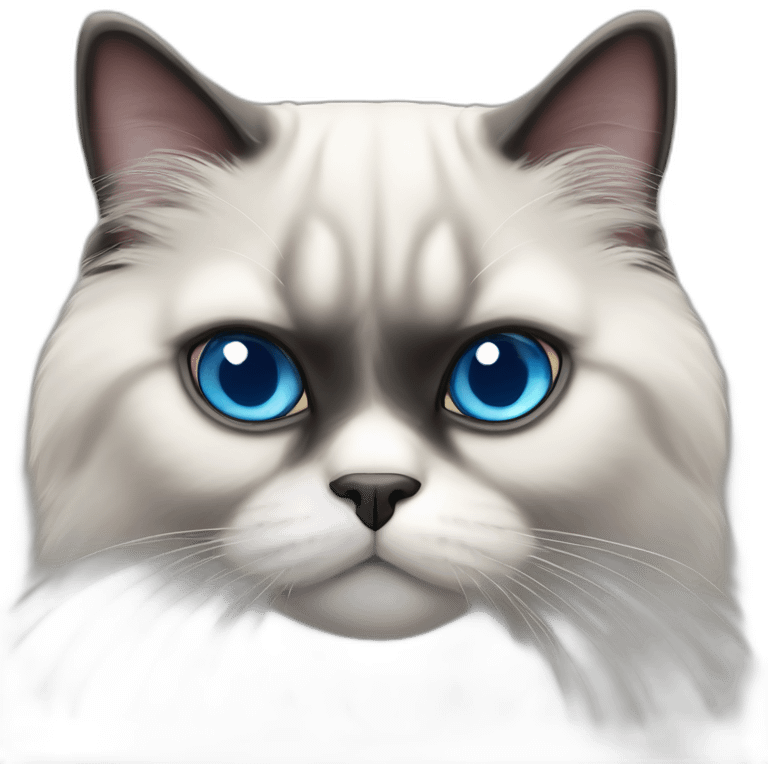 himalayan cat -blue eyes - dark face and pigeon emoji