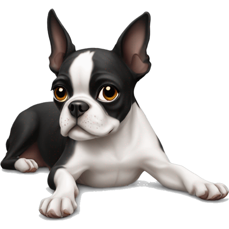 Boston terrier laying emoji