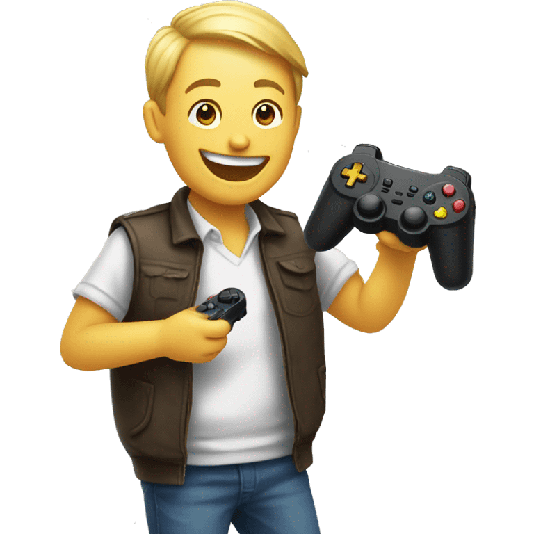 Laughing with game controller in hand emoji