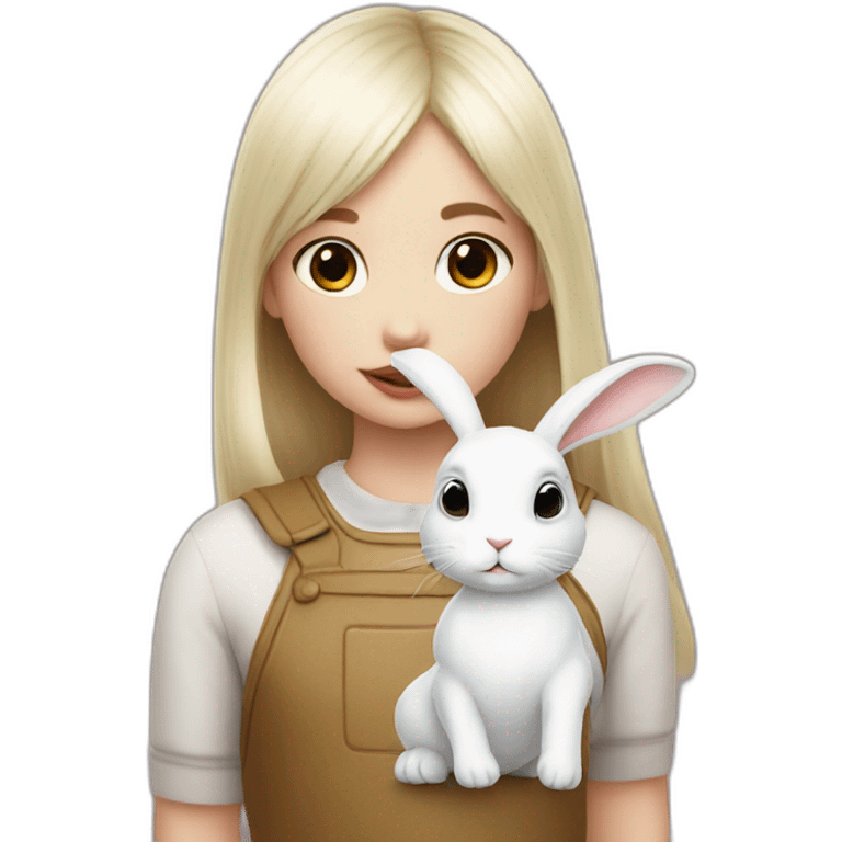 white rabbit with a little girl with black bangs emoji