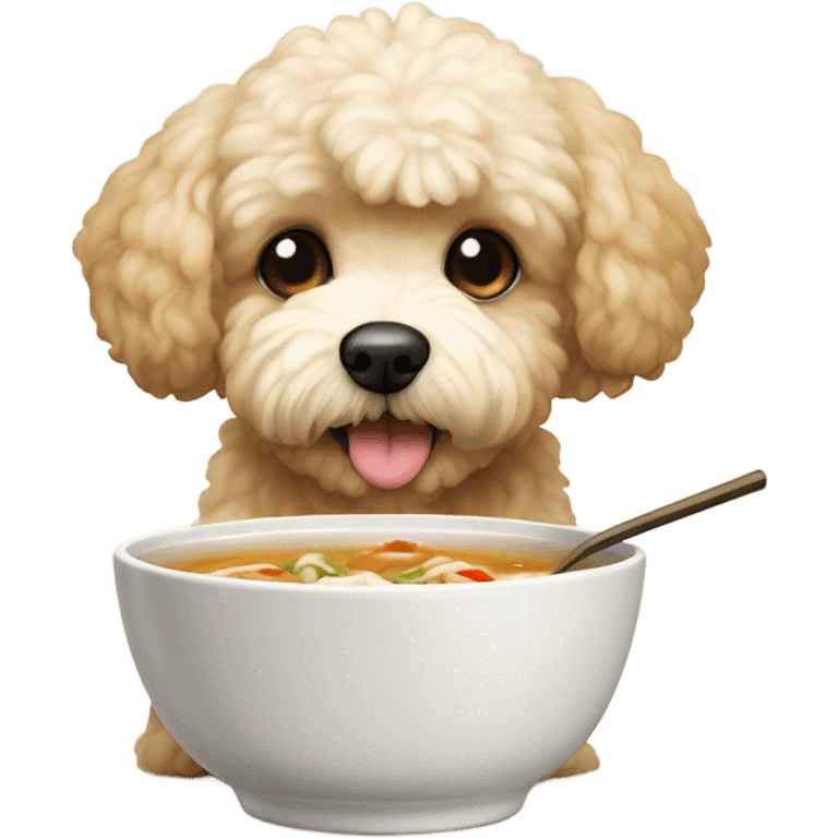 maltipoo eating miso soup emoji