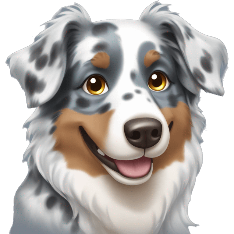 Blue merle australian shepherd smiling one eye brown one blue  emoji