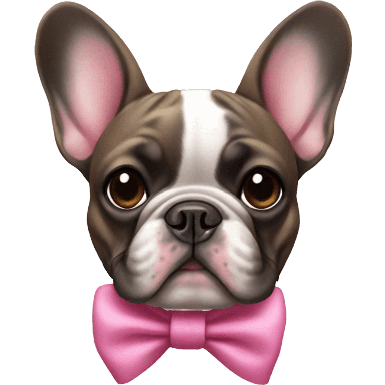 french bulldog with bow pink on head emoji