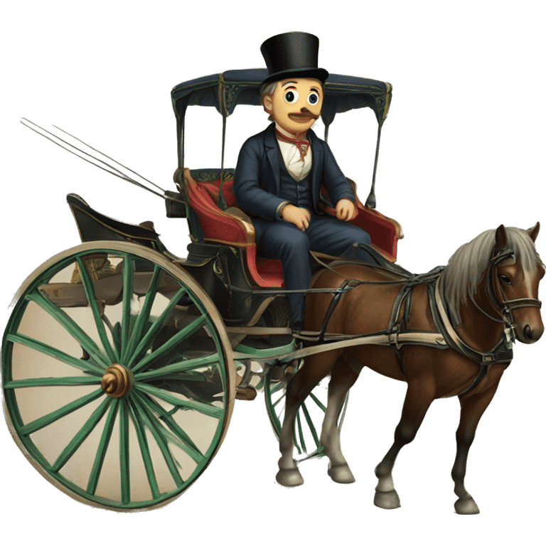 a man sits in a horse-drawn carriage from Russia in the 19th century emoji