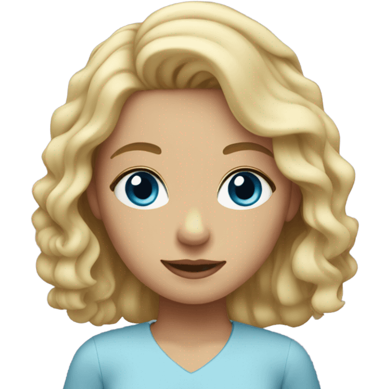 Girl with wavy blonde hair and blue eyes emoji