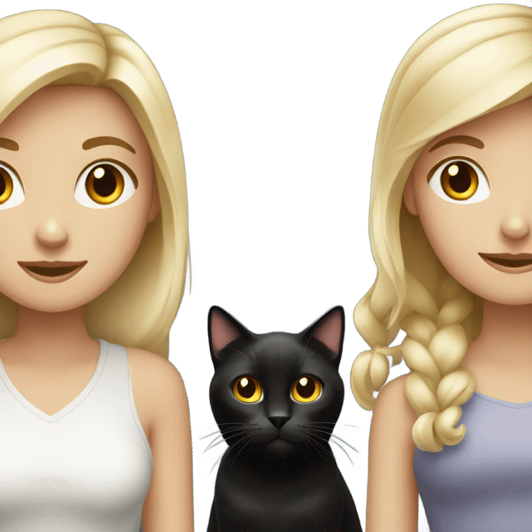 1 blond girl with 1 black cat and 1 white and black cat emoji