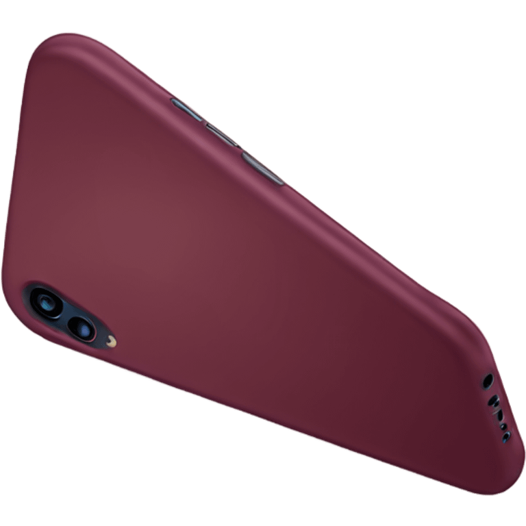 iPhone with burgundy wavy case emoji