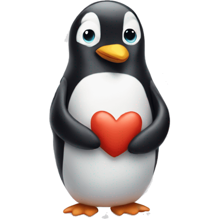 penguin with hearts emoji