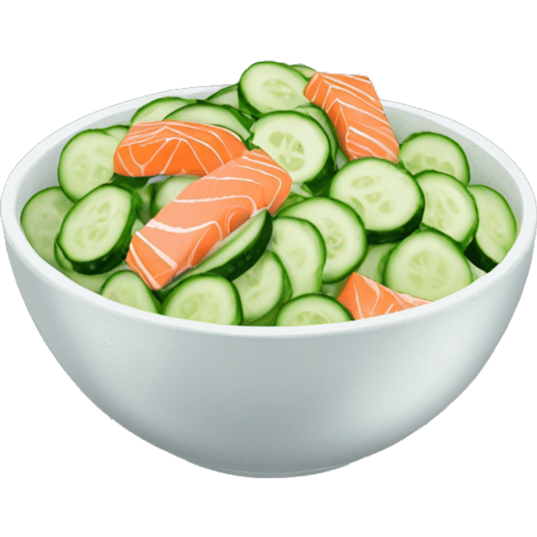 One bowl of cucumber salad with salmon emoji