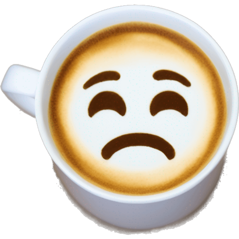 Latte art in a white coffee mug  emoji