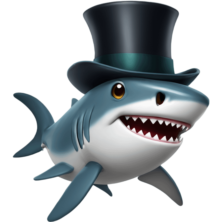 Shark with a top hat emoji