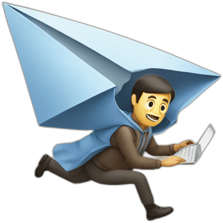 man sending email as a flying email emoji