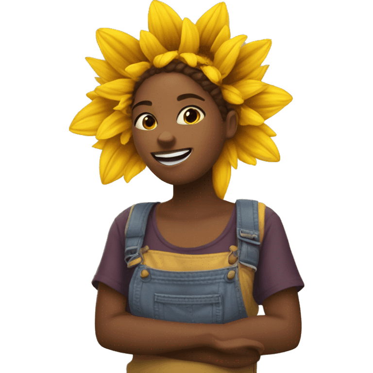 Chica sosteniendo un Girasol  emoji