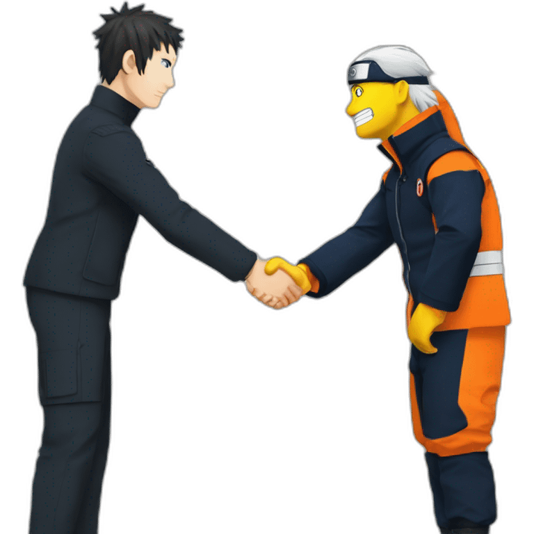 Naruto shaking hands with Macron emoji