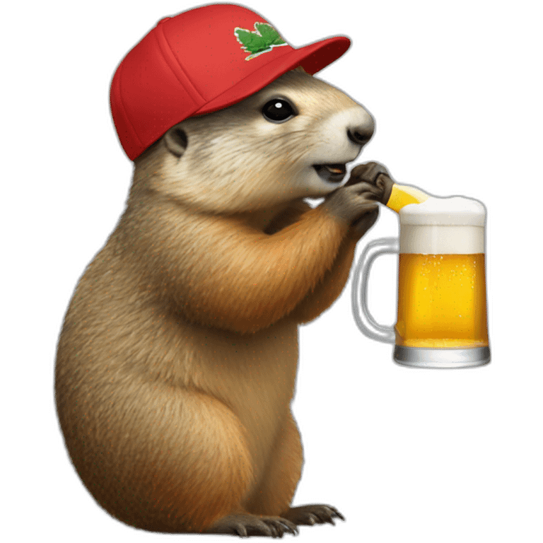 Marmot drinking a beer with a Lacoste cap emoji