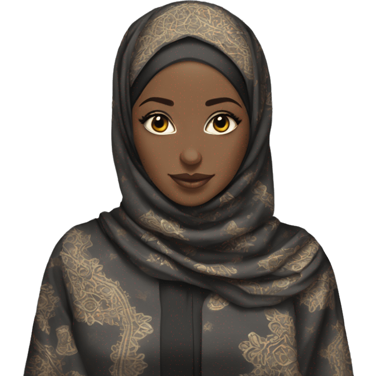 Ultra-detailed African hijabi in beautiful abaya emoji