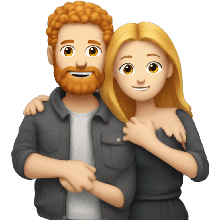 Ginger man with beard hugging blonde girl  emoji