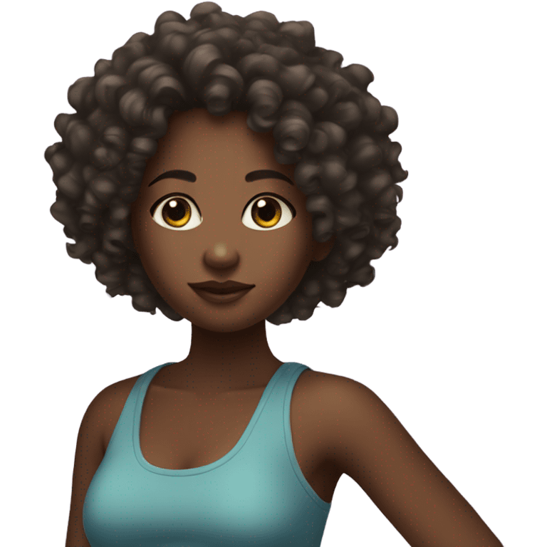 Black girl with curly hair and crop tank top emoji