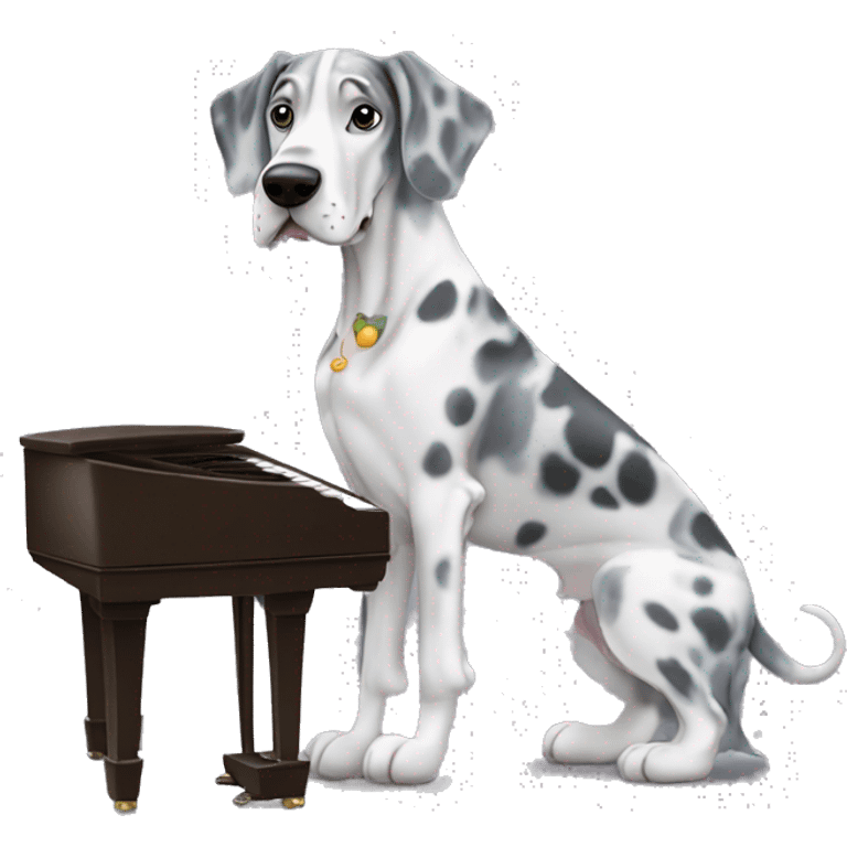 Blue Merle Great Dane playing piano emoji