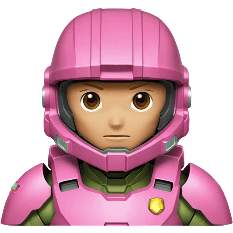 Master Chief wearng pink armor, 32x32 pixelated emoji